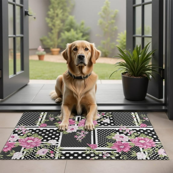Pioneer Flower Floral Print Pattern Door Rugs,Washable Non Slip Door Mats Indoor,Decorative Door Mats,Entry Mat Indoor for Entrance,Bedroom,Kitchen,Bathroom,20"x32"