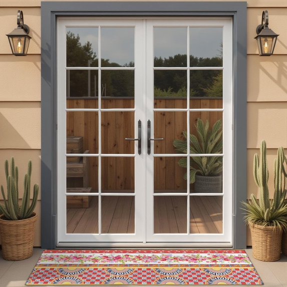 Pioneer Flower Floral Print Pattern Door Rugs,Washable Non Slip Door Mats Indoor,Decorative Door Mats,Entry Mat Indoor for Entrance,Bedroom,Kitchen,Bathroom,16"x47"