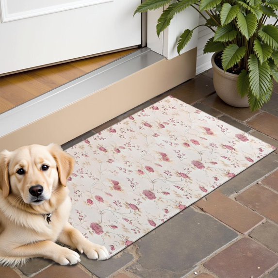 Pioneer Flower Floral Print Pattern Door Rugs,Washable Non Slip Door Mats Indoor,Decorative Door Mats,Entry Mat Indoor for Entrance,Bedroom,Kitchen,Bathroom,16"x24"