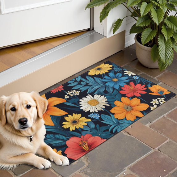 Pioneer Flower Floral Print Pattern Door Rugs,Washable Non Slip Door Mats Indoor,Decorative Door Mats,Entry Mat Indoor for Entrance,Bedroom,Kitchen,Bathroom,16"x24"
