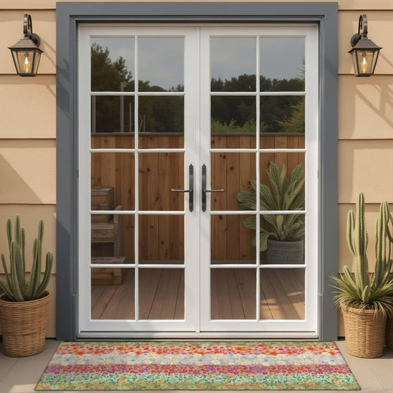 Pioneer Flower Floral Print Pattern Door Rugs,Washable Non Slip Door Mats Indoor,Decorative Door Mats,Entry Mat Indoor for Entrance,Bedroom,Kitchen,Bathroom,16"x47"