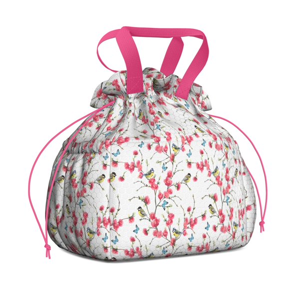 Pioneer Flower Floral Print Pattern Drawstring Lunch Bag Women - Drawstring Lunch Bag Insulated for Work Office - Stain-Resistant Large Lunchbags for Women with Multi-Pockets