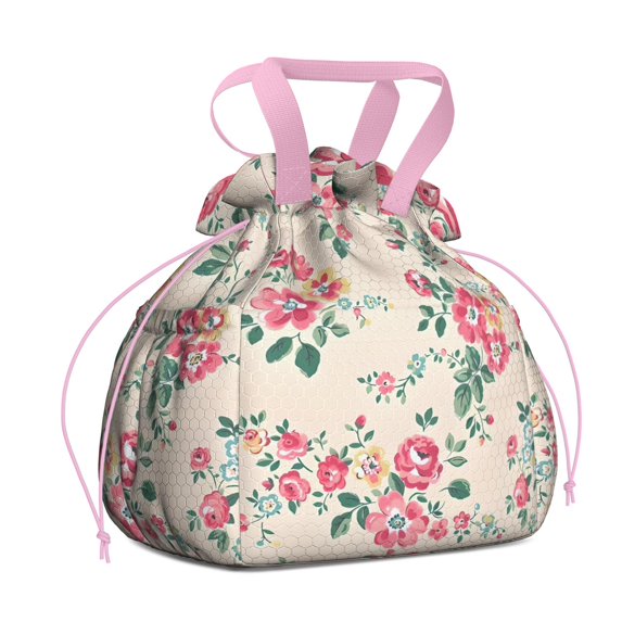 Pioneer Flower Floral Print Pattern Drawstring Lunch Bag Women - Drawstring Lunch Bag Insulated for Work Office - Stain-Resistant Large Lunchbags for Women with Multi-Pockets