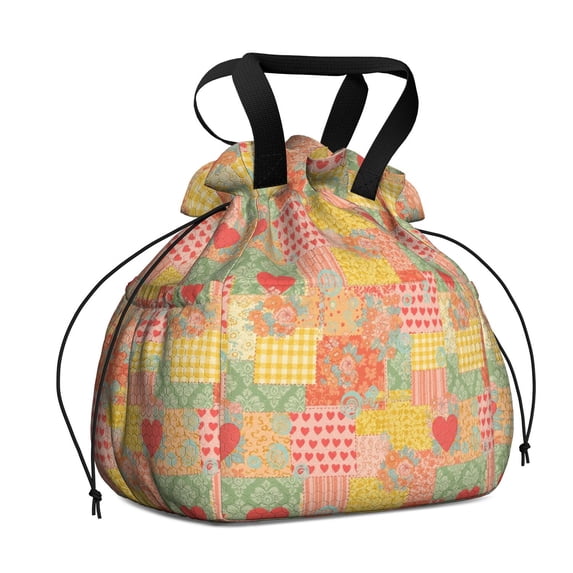 Pioneer Flower Floral Print Pattern Drawstring Lunch Bag Women - Drawstring Lunch Bag Insulated for Work Office - Stain-Resistant Large Lunchbags for Women with Multi-Pockets