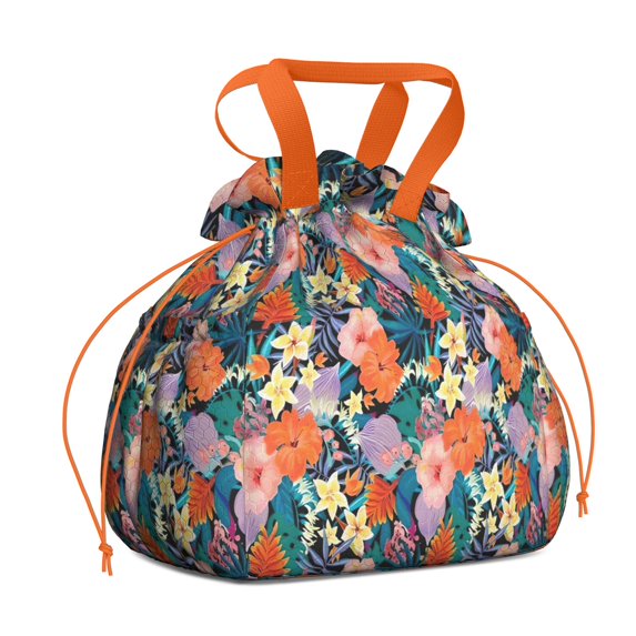 Pioneer Flower Floral Print Pattern Drawstring Lunch Bag Women - Drawstring Lunch Bag Insulated for Work Office - Stain-Resistant Large Lunchbags for Women with Multi-Pockets