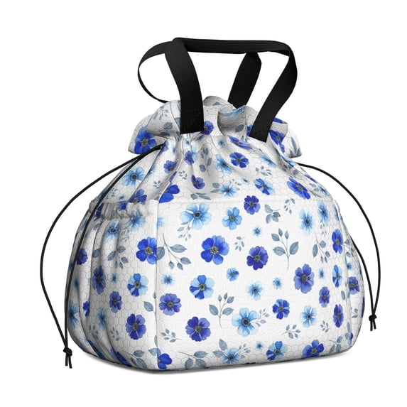 Pioneer Flower Floral Print Pattern Drawstring Lunch Bag Women - Drawstring Lunch Bag Insulated for Work Office - Stain-Resistant Large Lunchbags for Women with Multi-Pockets