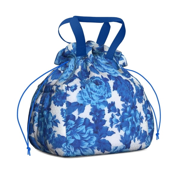 Pioneer Flower Floral Print Pattern Drawstring Lunch Bag Women - Drawstring Lunch Bag Insulated for Work Office - Stain-Resistant Large Lunchbags for Women with Multi-Pockets
