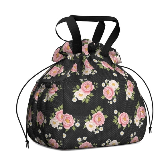 Pioneer Flower Floral Print Pattern Drawstring Lunch Bag Women ...