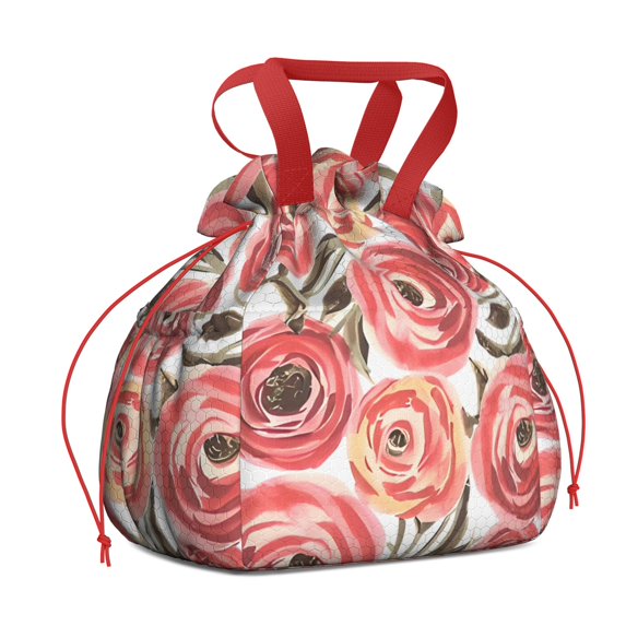 Pioneer Flower Floral Print Pattern Drawstring Lunch Bag Women - Drawstring Lunch Bag Insulated for Work Office - Stain-Resistant Large Lunchbags for Women with Multi-Pockets