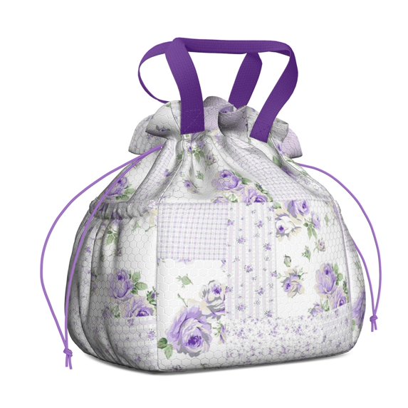 Pioneer Flower Floral Print Pattern Drawstring Lunch Bag Women - Drawstring Lunch Bag Insulated for Work Office - Stain-Resistant Large Lunchbags for Women with Multi-Pockets