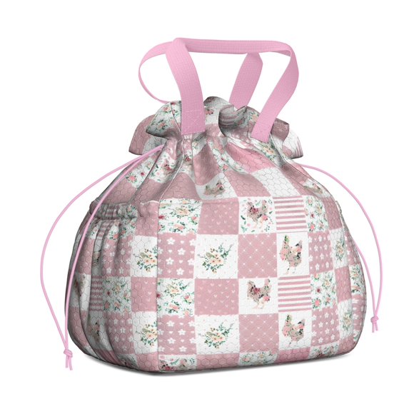 Pioneer Flower Floral Print Pattern Drawstring Lunch Bag Women - Drawstring Lunch Bag Insulated for Work Office - Stain-Resistant Large Lunchbags for Women with Multi-Pockets