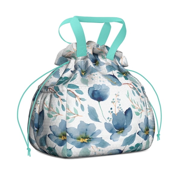 Pioneer Flower Floral Print Pattern Drawstring Lunch Bag Women - Drawstring Lunch Bag Insulated for Work Office - Stain-Resistant Large Lunchbags for Women with Multi-Pockets