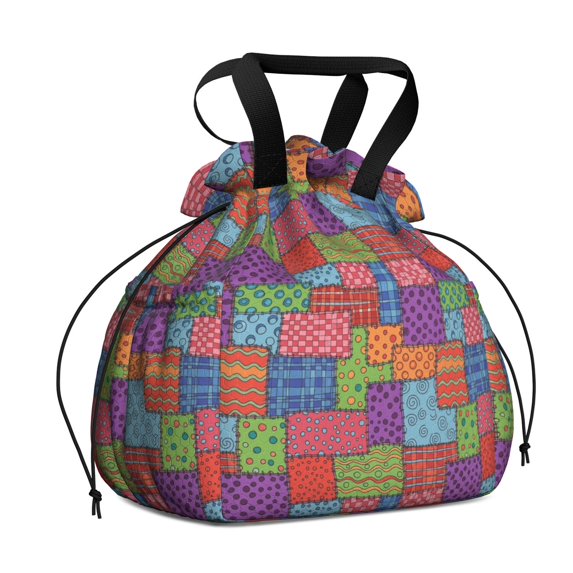 Pioneer Flower Floral Print Pattern Drawstring Lunch Bag Women - Drawstring Lunch Bag Insulated for Work Office - Stain-Resistant Large Lunchbags for Women with Multi-Pockets
