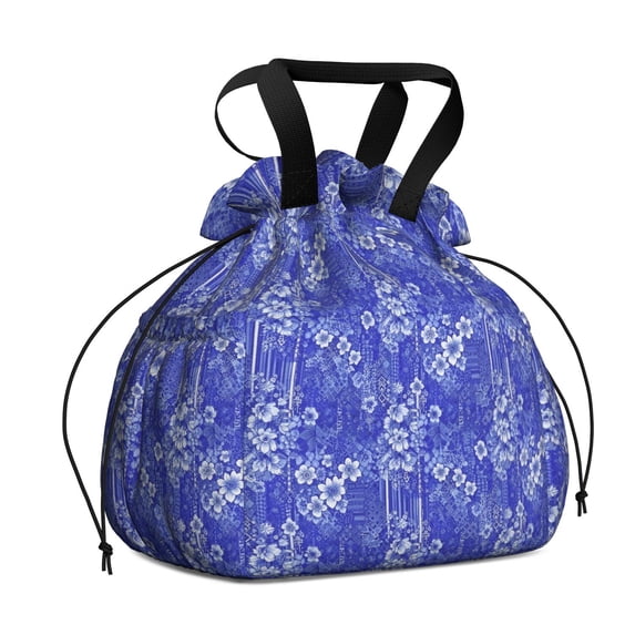 Pioneer Flower Floral Print Pattern Drawstring Lunch Bag Women - Drawstring Lunch Bag Insulated for Work Office - Stain-Resistant Large Lunchbags for Women with Multi-Pockets