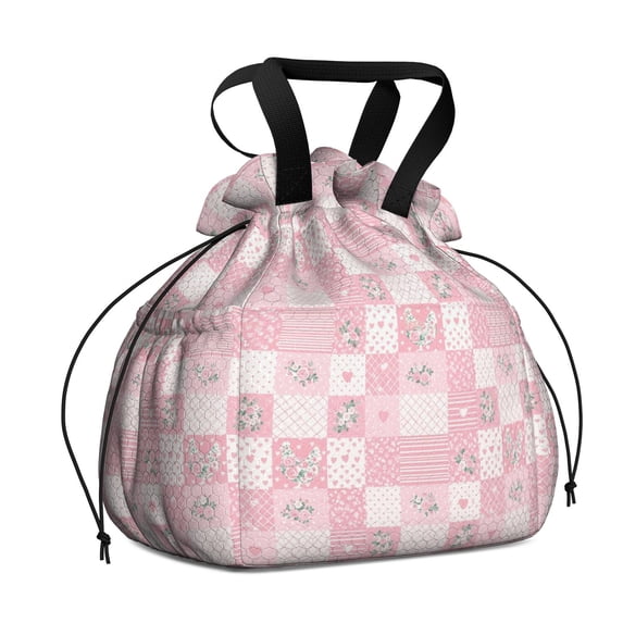 Pioneer Flower Floral Print Pattern Drawstring Lunch Bag Women - Drawstring Lunch Bag Insulated for Work Office - Stain-Resistant Large Lunchbags for Women with Multi-Pockets