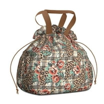 Pioneer Flower Floral Print Pattern Drawstring Lunch Bag Women - Drawstring Lunch Bag Insulated for Work Office - Stain-Resistant Large Lunchbags for Women with Multi-Pockets