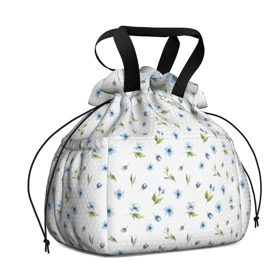 Pioneer Flower Floral Print Pattern Drawstring Lunch Bag Women - Drawstring Lunch Bag Insulated for Work Office - Stain-Resistant Large Lunchbags for Women with Multi-Pockets