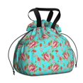 thumbnail image 1 of Pioneer Flower Floral Print Pattern Drawstring Lunch Bag Women - Drawstring Lunch Bag Insulated for Work Office - Stain-Resistant Large Lunchbags for Women with Multi-Pockets, 1 of 6
