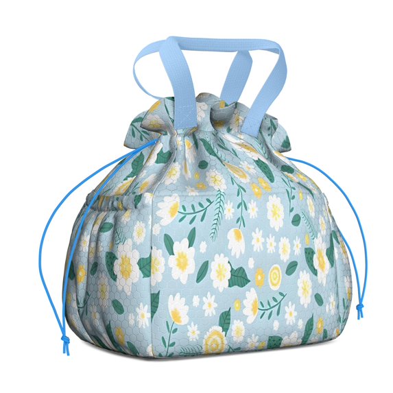Pioneer Flower Floral Print Pattern Drawstring Lunch Bag Women - Drawstring Lunch Bag Insulated for Work Office - Stain-Resistant Large Lunchbags for Women with Multi-Pockets