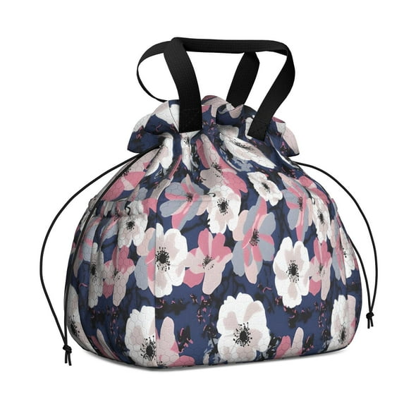 Pioneer Flower Floral Print Pattern Drawstring Lunch Bag Women - Drawstring Lunch Bag Insulated for Work Office - Stain-Resistant Large Lunchbags for Women with Multi-Pockets