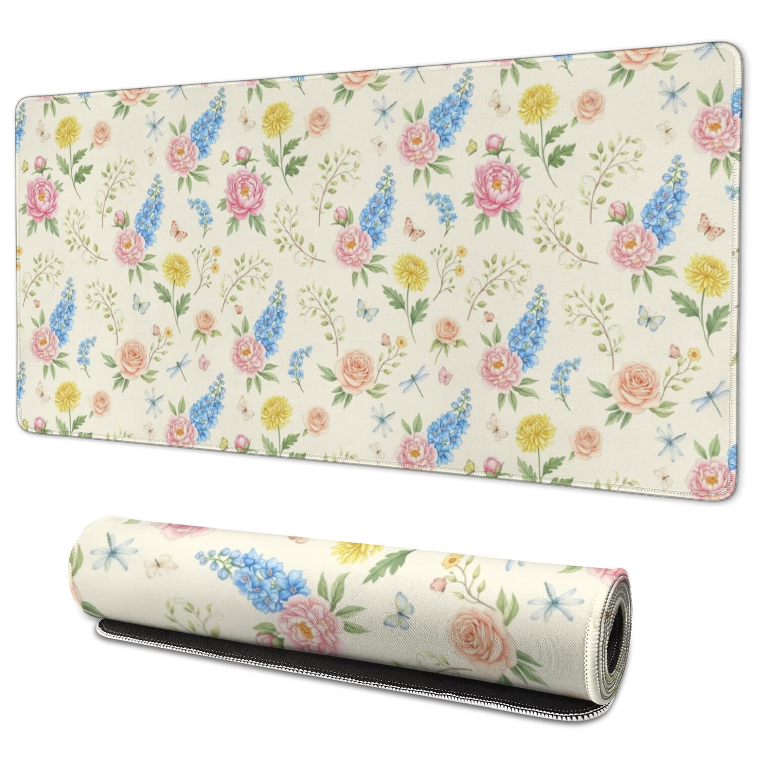 Pioneer Flower Floral Print Pattern Extended Large Mouse Pad, Desk ...