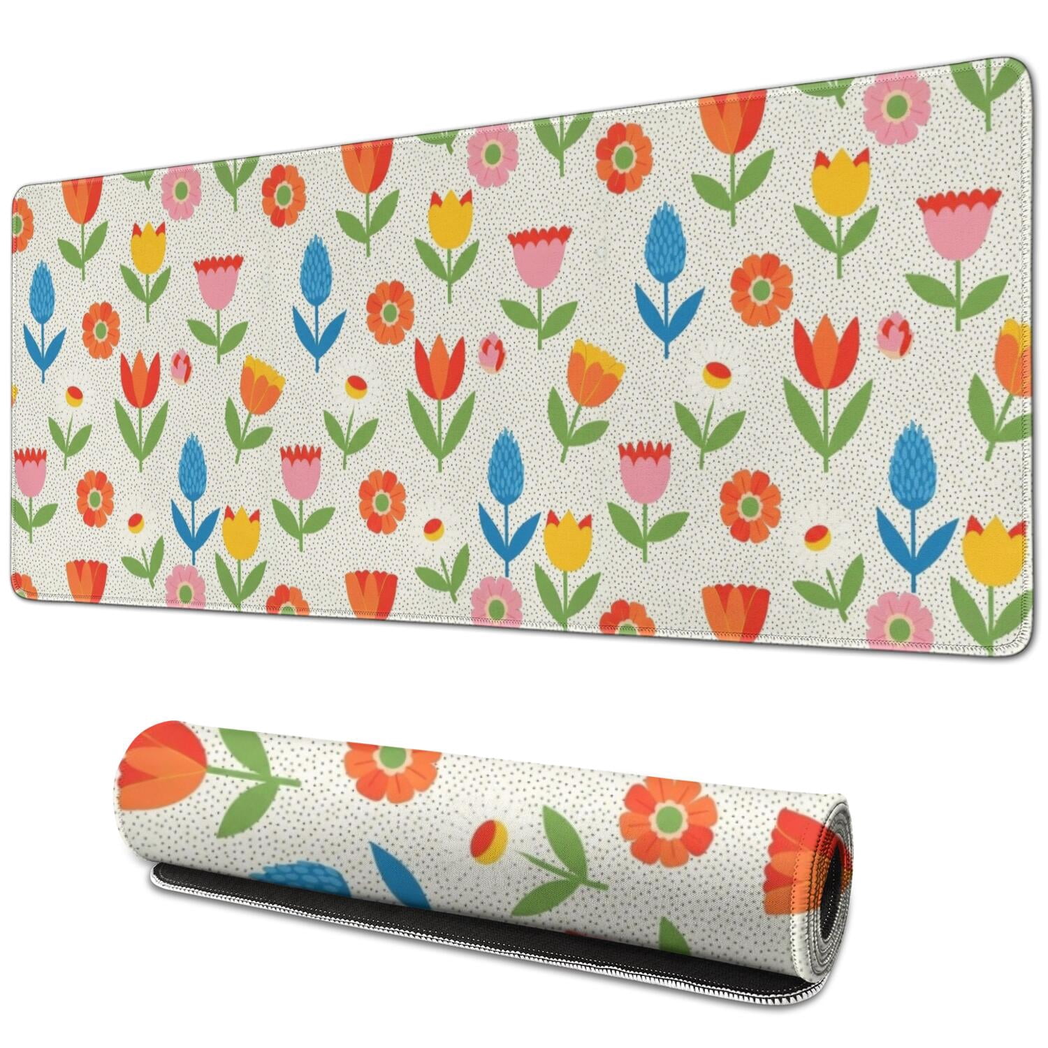 Pioneer Flower Floral Print Pattern Extended Large Mouse Pad, Large ...