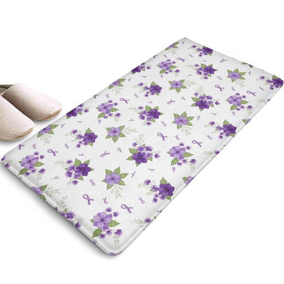 Pioneer Flower Floral Print Pattern Flannel Non-Slip Floor Mat, Bedroom Floor Carpet with Absorbent Surface & Non Slip Backing, Soft Plush Gifts for Kitchen Bathroom Bedroom,31.5"x17"