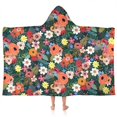 thumbnail image 1 of Pioneer Flower Floral Print Pattern Hooded Bath Towel，50"x30" for Ages 3 To 12 Kids, Quick Dry Lightweight Soft Microfiber Hood Beach Towel Cover Up for Kids, 1 of 7
