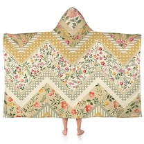 Pioneer Flower Floral Print Pattern Hooded Bath Towel，50"x30" for Ages 3 To 12 Kids, Quick Dry Lightweight Soft Microfiber Hood Beach Towel Cover Up for Kids