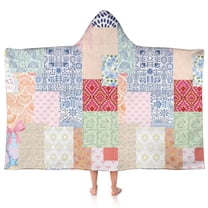 Pioneer Flower Floral Print Pattern Hooded Bath Towel,50"x30" for Ages 3 To 12 Kids, Quick Dry Lightweight Soft Microfiber Hood Beach Towel Cover Up for Kids