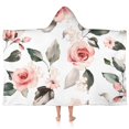 thumbnail image 1 of Pioneer Flower Floral Print Pattern Hooded Bath Towel，50"x30" for Ages 3 To 12 Kids, Quick Dry Lightweight Soft Microfiber Hood Beach Towel Cover Up for Kids, 1 of 7