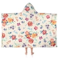 thumbnail image 1 of Pioneer Flower Floral Print Pattern Hooded Bath Towel，50"x30" for Ages 3 To 12 Kids, Quick Dry Lightweight Soft Microfiber Hood Beach Towel Cover Up for Kids, 1 of 7