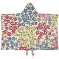 thumbnail image 1 of Pioneer Flower Floral Print Pattern Hooded Bath Towel，60"x35" for Ages 3 To 12 Kids, Quick Dry Lightweight Soft Microfiber Hood Beach Towel Cover Up for Kids, 1 of 7