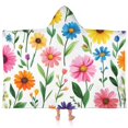 thumbnail image 1 of Pioneer Flower Floral Print Pattern Hooded Bath Towel，60"x35" for Ages 3 To 12 Kids, Quick Dry Lightweight Soft Microfiber Hood Beach Towel Cover Up for Kids, 1 of 7