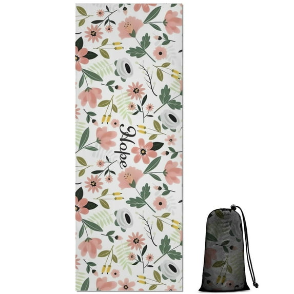 Pioneer Flower Floral Print Pattern Hot Yoga Mat Towel Non Slip for Hot Yoga - Quick-Drying Yoga Mat Cover with 4 Corner Pockets with Travel Bag - Hot Yoga Towel Non Slip 74"x26"