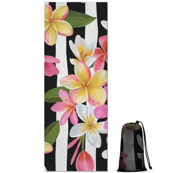Pioneer Flower Floral Print Pattern Hot Yoga Mat Towel Non Slip for Hot Yoga - Quick-Drying Yoga Mat Cover with 4 Corner Pockets with Travel Bag - Hot Yoga Towel Non Slip 70"x26"