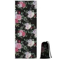 Pioneer Flower Floral Print Pattern Hot Yoga Mat Towel Non Slip for Hot Yoga - Quick-Drying Yoga Mat Cover with 4 Corner Pockets with Travel Bag - Hot Yoga Towel Non Slip 70"x26"