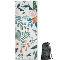 Pioneer Flower Floral Print Pattern Hot Yoga Mat Towel Non Slip for Hot Yoga - Quick-Drying Yoga Mat Cover with 4 Corner Pockets with Travel Bag - Hot Yoga Towel Non Slip 70"x26"