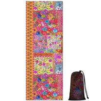 Pioneer Flower Floral Print Pattern Hot Yoga Mat Towel Non Slip for Hot Yoga - Quick-Drying Yoga Mat Cover with 4 Corner Pockets with Travel Bag - Hot Yoga Towel Non Slip 70"x26"