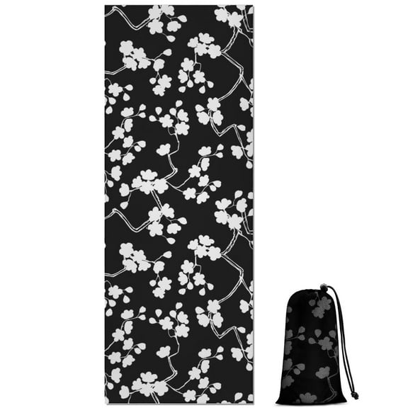 Pioneer Flower Floral Print Pattern Hot Yoga Mat Towel Non Slip for Hot Yoga - Quick-Drying Yoga Mat Cover with 4 Corner Pockets with Travel Bag - Hot Yoga Towel Non Slip 70"x26"