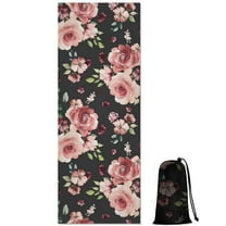Pioneer Flower Floral Print Pattern Hot Yoga Mat Towel Non Slip for Hot Yoga - Quick-Drying Yoga Mat Cover with 4 Corner Pockets with Travel Bag - Hot Yoga Towel Non Slip 70"x26"