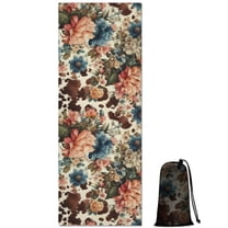 Pioneer Flower Floral Print Pattern Hot Yoga Mat Towel Non Slip for Hot Yoga - Quick-Drying Yoga Mat Cover with 4 Corner Pockets with Travel Bag - Hot Yoga Towel Non Slip 70"x26"