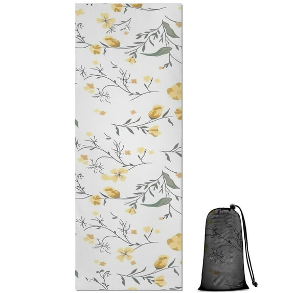 Pioneer Flower Floral Print Pattern Hot Yoga Mat Towel Non Slip for Hot Yoga - Quick-Drying Yoga Mat Cover with 4 Corner Pockets with Travel Bag - Hot Yoga Towel Non Slip 74"x26"