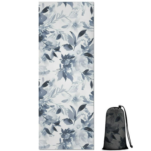 Pioneer Flower Floral Print Pattern Hot Yoga Mat Towel Non Slip for Hot Yoga - Quick-Drying Yoga Mat Cover with 4 Corner Pockets with Travel Bag - Hot Yoga Towel Non Slip 70"x26"
