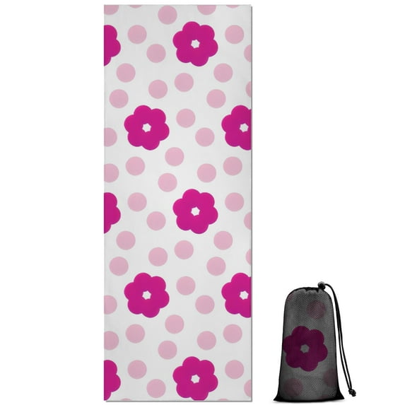 Pioneer Flower Floral Print Pattern Hot Yoga Mat Towel Non Slip for Hot Yoga - Quick-Drying Yoga Mat Cover with 4 Corner Pockets with Travel Bag - Hot Yoga Towel Non Slip 70"x26"