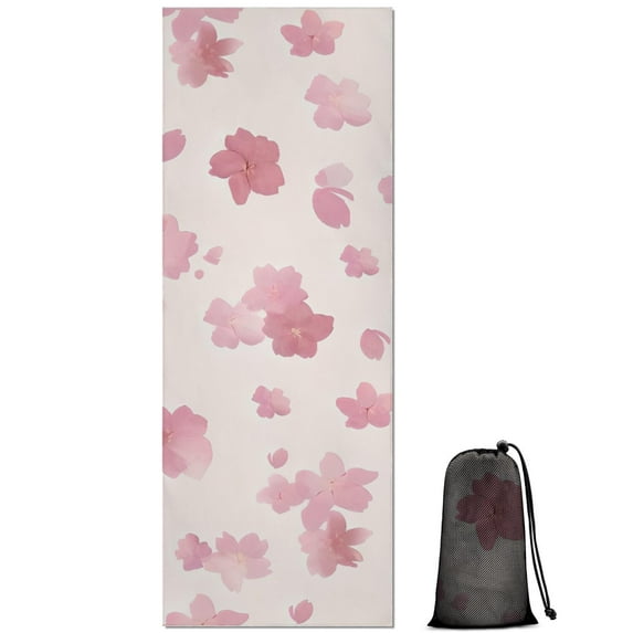 Pioneer Flower Floral Print Pattern Hot Yoga Mat Towel Non Slip for Hot Yoga - Quick-Drying Yoga Mat Cover with 4 Corner Pockets with Travel Bag - Hot Yoga Towel Non Slip 70"x26"