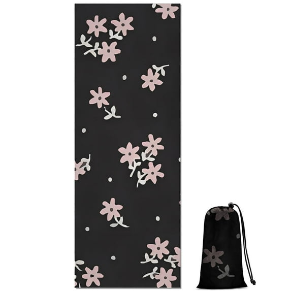 Pioneer Flower Floral Print Pattern Hot Yoga Mat Towel Non Slip for Hot Yoga - Quick-Drying Yoga Mat Cover with 4 Corner Pockets with Travel Bag - Hot Yoga Towel Non Slip 70"x26"
