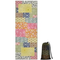 Pioneer Flower Floral Print Pattern Hot Yoga Mat Towel Non Slip for Hot Yoga - Quick-Drying Yoga Mat Cover with 4 Corner Pockets with Travel Bag - Hot Yoga Towel Non Slip 70"x26"