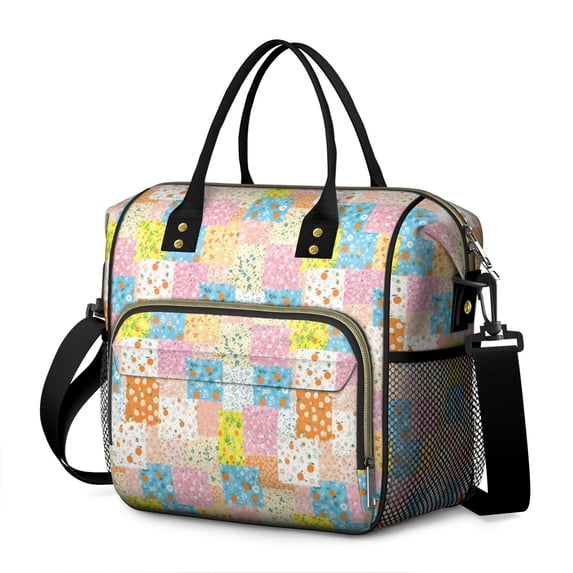 Pioneer Flower Floral Print Pattern Insulated Leakproof Lunch Box for Women, Large Lunch Bag for Tween Teen Adult, Loncheras Para Mujer for Work Beach Travel Picnic Camping