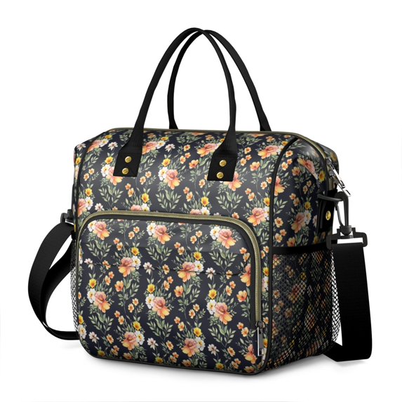 Pioneer Flower Floral Print Pattern Insulated Leakproof Lunch Box for Women, Large Lunch Bag for Tween Teen Adult, Loncheras Para Mujer for Work Beach Travel Picnic Camping